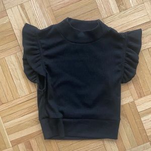 Black ruffle crop top